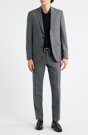 AllSaints Ross Slim Fit Tick Weave Wool Suit in Grey at Nordstrom, Size 36 Regular