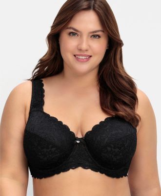 Sheego B&uuml;gel-BH SHEEGO, Damen, Gr. 11,5, Cup D, schwarz, 85% Polyamid, 15% Elasthan, BHs B&uuml;gel-BH