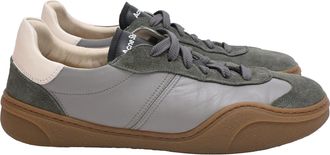 Acne Studios Bars Low-Top Sneakers in Grey Leather and Suede