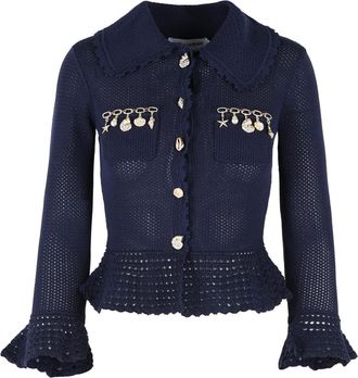 Self Portrait Marineblauer Cardigan aus Viskosemischung von Self Portrait