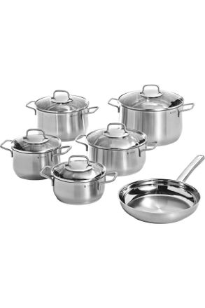 WMF Kochtopfset, Edelstahlfarben, Metall, 6-teilig, 16 cm,20 cm, 2 l,3,7 l,6,5 l,1,5 l,3 l, kratzfest, rostfrei, geschmacksneutral, säurefest