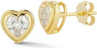 Glaze Jewelry Cubic Zirconia Bezel Set Heart Stud Earrings in Gold at Nordstrom Rack