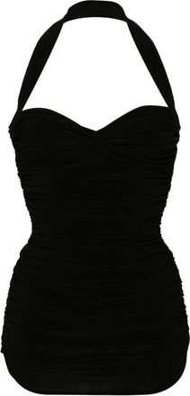Norma Kamali Bill Mio ruched swim dress - women - Polyester/Spandex/Elastane - S - Black