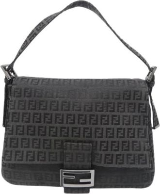 Fendi Pre-owned Shoulder Bags, female, Black, Size: ONE SIZE Pre-owned Canvas Shoulder Bag