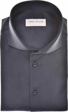 John Miller Heren, Overhemden, Blauw, Maat: M Katoen