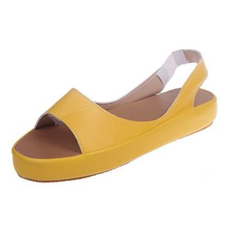 Generic Womens Casual Sandals Large Size Solid Color Non Slip Comfortable Footwear for Everyday Wear and Outdoor Walking (Yellow, 4.5)
