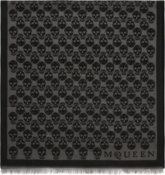 Alexander McQueen Grijze Schedel Wollen Sjaal - Heren - Wintersjaals - Grijs - ONE Size - Wol - Accessoires