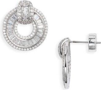 Nordstrom Cubic Zirconia Doorknocker Earrings in Clear- Silver at Nordstrom Rack