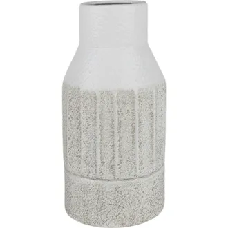 Foreside Home And Garden Fluted Sandy Vase White Metal at Nordstrom