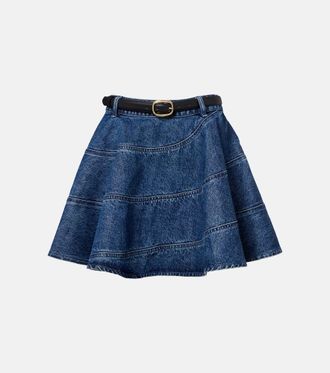 Self Portrait Belted denim miniskirt