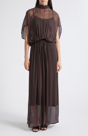 Staud Viviana Shirred Maxi Dress in Earth at Nordstrom, Size Medium