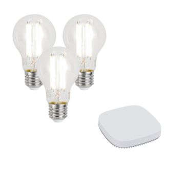 QAZQA Qazqa Juego De 3 Bombillas Led Inteligentes E27 Regulables A60 7w 806lm 2700-6500k Con Zigbee Smart Hub