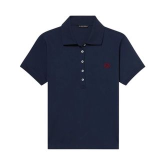 Brooks Brothers Piqu&eacute; polo van katoen met geborduurd logo - Dames - Polos - Blauw - M - Katoen - Tops