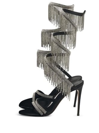 Le Silla crystal straps satin sandals - Black