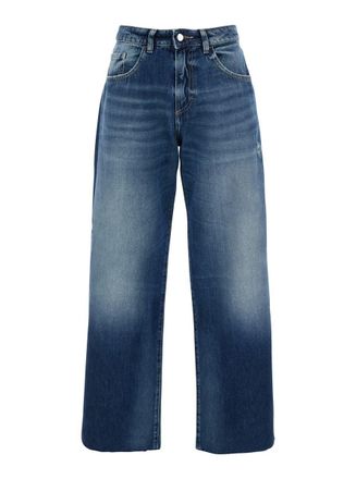 Icon Denim Los Angeles Bea Blue Jeans With Belt Loops And Logo Patch On The Rear In Denim Woman