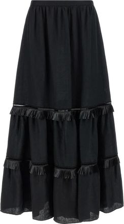 Kiton Lange Wijde Rok - Dames - Maxi Rokken - Zwart - S - Rokken
