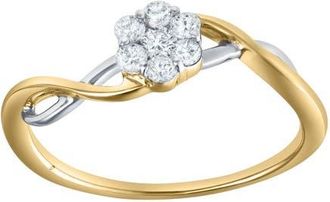 LuvMyJewelry Petalina 0.25 Ct Natural Diamond Floral 10K Gold Ring in 10K Yellow Gold at Nordstrom, Size 7