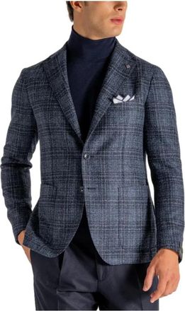 Tagliatore Tailored Woolen Checkered Jacket - Heren - Blazers - Blauw - XL - Wol - Jassen