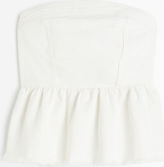 H&M Peplum-Bustiertop aus Denim - White