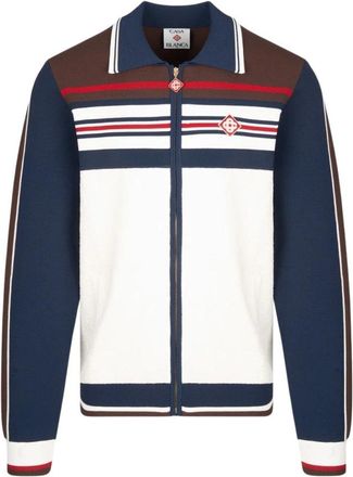 Casablanca Cafe Stripe Zip Up Jas - Heren - Vesten met rits - Bruin - L - Hoodies & sweatvesten
