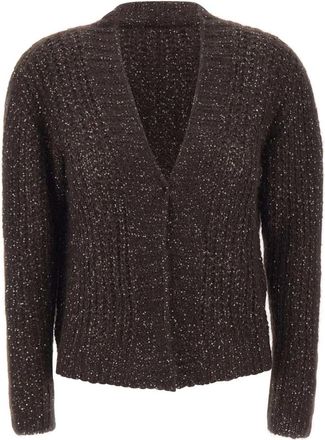 Kaos Open-knit Cardigan - Dames - Vesten - Bruin - L - Pailletten - Truien & Vesten