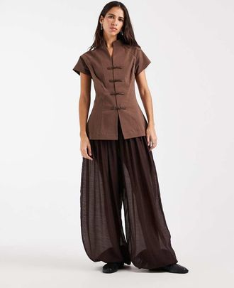 Asos pantaloni balloon coordinati in tessuto marrone
