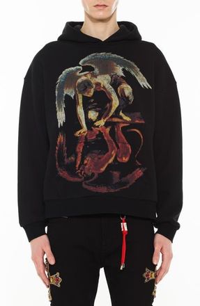 Cult of Individuality Repent Cotton Graphic Hoodie in Black at Nordstrom, Size X-Large