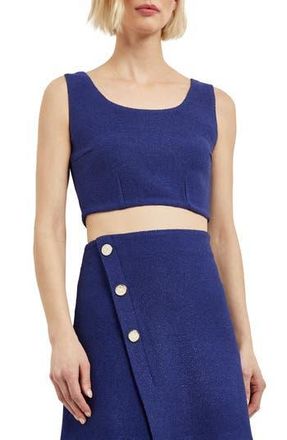 Misook Sleeveless Boucl&eacute; Crop Top in Starry Night Blue at Nordstrom Rack, Size X-Large