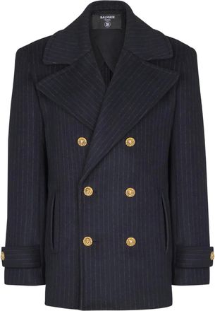 Balmain Jack met krijtstreep en dubbele rij knopen - Blauw