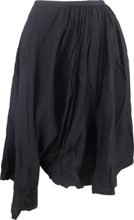 Yohji Yamamoto Asymmetric Draped Midi Skirt in Black Cotton