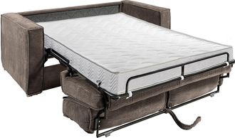 Vente-Unique Sof&aacute; cama de 4 plazas con apertura italiana de pana marr&oacute;n - Con un ancho de 160 cm para el descanso - Colch&oacute;n de 14 cm LORETO