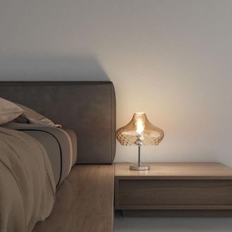 Top-Light Top-light - Abatjour Contemporaneo Dress Metallo Cromo Vetro Ambra 1 Luce E27