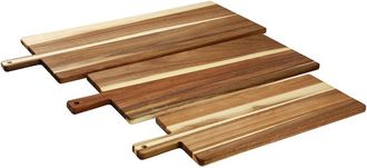MegaChef 3Pc Acacia Wood Charcuterie/Cheese Board Set With Handles