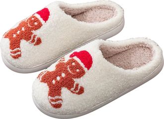 Generic Christmas Slippers Memory Foam House Slippers for Women Warm Cozy Fuzzy Bedroom Shoes Woman Indoor Outdoor Cute Cartoon Comfy Soft Non-Slip Xmas Holid