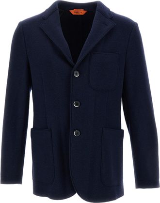 Barena Navy Blue Slanega Soft Wool-Blend Unstructured Blazer