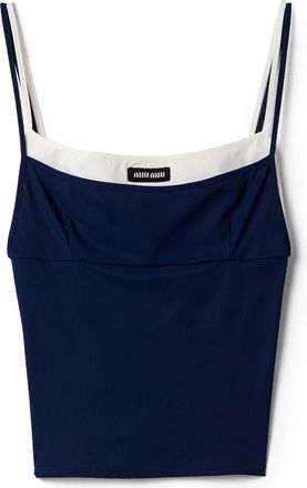 Miu Miu Stretch Jersey Top, Woman, Navy, Size 40