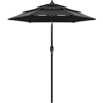 vidaXL Vidaxl - Sombrilla De Jard&iacute;n De 3 Niveles Con Palo De Aluminio Negro 2 M
