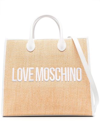 Love Moschino embroidered-logo detail tote bag - women - Nylon/Cotton - OS - Neutrals