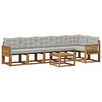 vidaXL Conjunto De Sof&aacute;s De Exterior 7 Pcs Natural Y Gris Claro Vidaxl