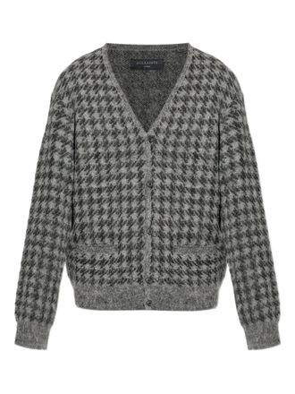 AllSaints Zain houndstooth-pattern cardigan - Grey