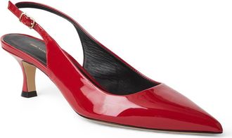 Bruno Magli Palerma Slingback Pointed Toe Kitten Heel Pump in Berry Patent at Nordstrom, Size 8.5
