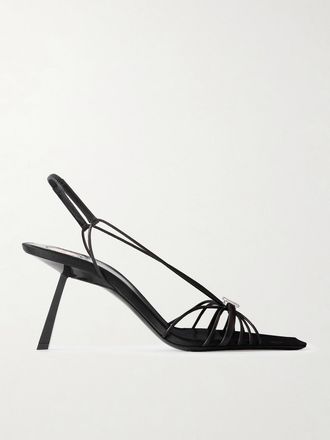 Saint Laurent Sandali Slingback In Pelle Con Logo Jerry - Nero