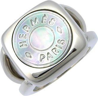 Hermès Sellier Silver Shell Silver 925 Band Ring (Pre-Owned)