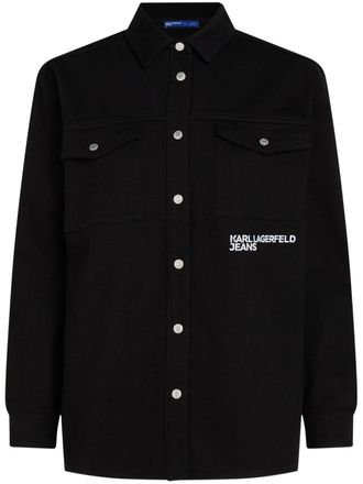 Karl Lagerfeld Giacca-camicia con ricamo logo - Nero