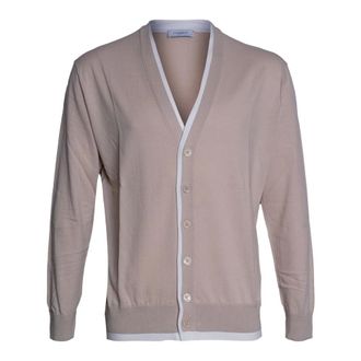 Paolo Pecora Cardigans, male, Beige, Size: 2XL V-neck Cardigan