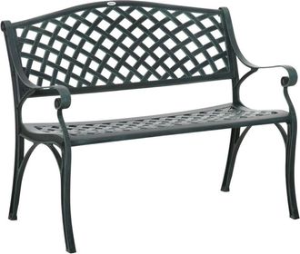 OUTSUNNY Cast Aluminium Garden Bench 2 Seater Antique Park Loveseat, Verdigris Green
