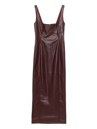 So Allure faux-leather dress - women - Fabric - 42 - Brown