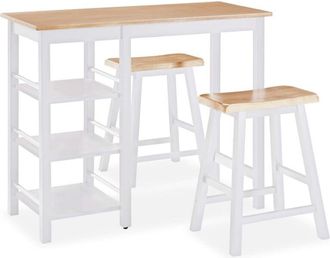 vidaXL Conjunto de mesa alta de cocina 3 piezas mdf blanco Vidaxl