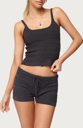 Edikted Nella Cable Tank in Dark Gray at Nordstrom, Size X-Small