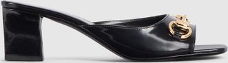 Gucci Womens Signora Slide Sandal, Black, Leather